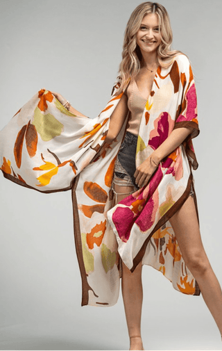 Alaia Watercolor Floral Kimono in Autumn-KIMONO-urbanista-Styled by Stacked - A Plus Size Women's Boutique in Lakeville, MN