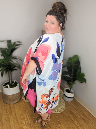 Alaia Watercolor Floral Kimono-4- Overlayer Tops-urbanista-Styled by Stacked - A Plus Size Women's Boutique in Lakeville, MN
