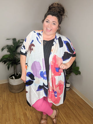 Alaia Watercolor Floral Kimono-4- Overlayer Tops-urbanista-Styled by Stacked - A Plus Size Women's Boutique in Lakeville, MN