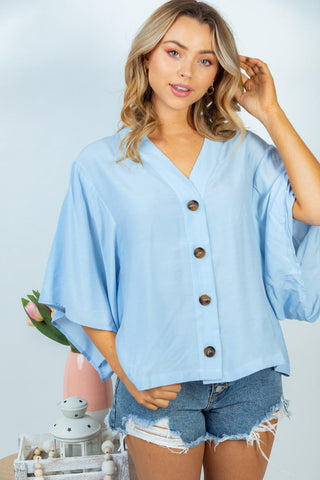 Alathea Lightweight Flowy Button Front Top (3 colors)-1- ShortSlv/Slvless Tops-WHITE BIRCH-Styled by Stacked - A Plus Size Women's Boutique in Lakeville, MN