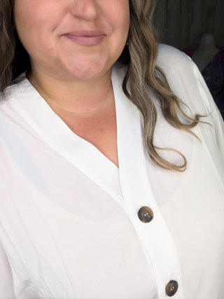 Alathea Lightweight Flowy Button Front Top (3 colors)-1- ShortSlv/Slvless Tops-WHITE BIRCH-Styled by Stacked - A Plus Size Women's Boutique in Lakeville, MN