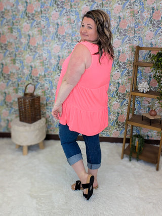 1- ShortSlv/Slvless Tops Alexa Tiered Vneck Tank in Solids plus size clothing