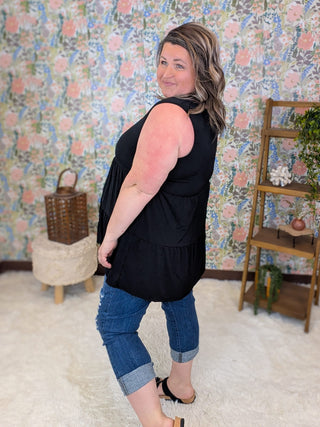 1- ShortSlv/Slvless Tops Alexa Tiered Vneck Tank in Solids plus size clothing