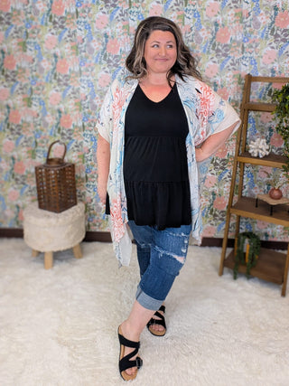 1- ShortSlv/Slvless Tops Alexa Tiered Vneck Tank in Solids plus size clothing