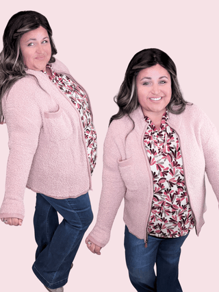 Alexia Soft Chenille Zip Up in Muted Mauve-4- Overlayer Tops-KORI-Styled by Stacked - A Plus Size Women's Boutique in Lakeville, MN