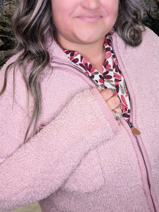 Alexia Soft Chenille Zip Up in Muted Mauve-4- Overlayer Tops-KORI-Styled by Stacked - A Plus Size Women's Boutique in Lakeville, MN