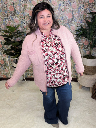 Alexia Soft Chenille Zip Up in Muted Mauve-4- Overlayer Tops-KORI-Styled by Stacked - A Plus Size Women's Boutique in Lakeville, MN