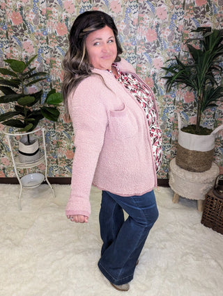 Alexia Soft Chenille Zip Up in Muted Mauve-4- Overlayer Tops-KORI-Styled by Stacked - A Plus Size Women's Boutique in Lakeville, MN
