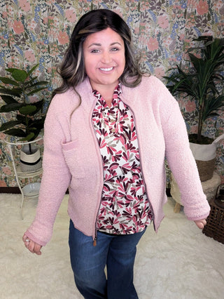 Alexia Soft Chenille Zip Up in Muted Mauve-4- Overlayer Tops-KORI-Styled by Stacked - A Plus Size Women's Boutique in Lakeville, MN
