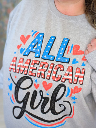 6- Graphic Tops All American Girl Crewneck Pullover DOORBUSTER plus size clothing