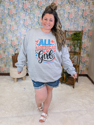 6- Graphic Tops All American Girl Crewneck Pullover DOORBUSTER plus size clothing