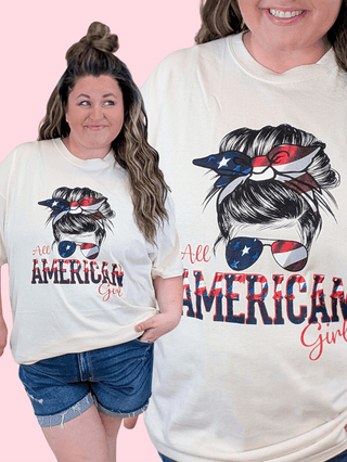 6- Graphic Tops All American Girl Tee on Cream plus size clothing