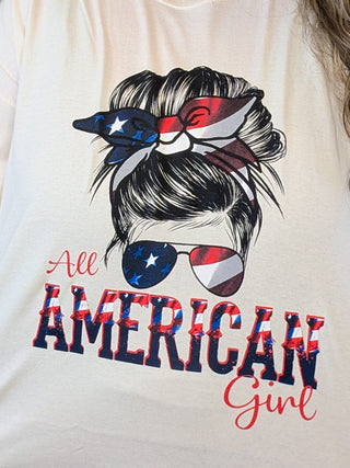 6- Graphic Tops All American Girl Tee on Cream plus size clothing