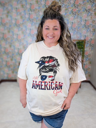 6- Graphic Tops All American Girl Tee on Cream plus size clothing