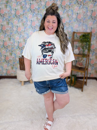 6- Graphic Tops All American Girl Tee on Cream plus size clothing
