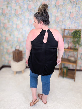 1- ShortSlv/Slvless Tops Allie Crochet Lace Top Tank in Ribbed Black plus size clothing