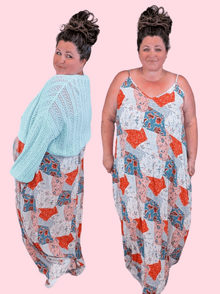 11- Dress/Romp/Jump Amalia Patchwork Print Maxi Dress plus size clothing
