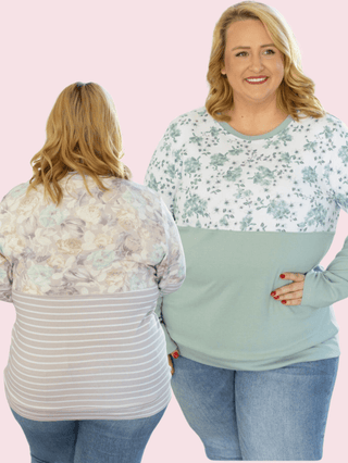 Amy Triple Stretch Floral Mix Premium Pullovers (3 colors)-2- Long Sleeve Tops-Michelle Mae-Styled by Stacked - A Plus Size Women's Boutique in Lakeville, MN
