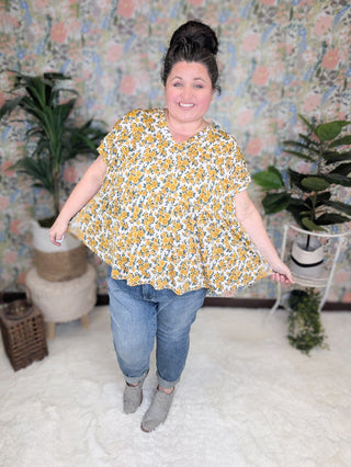 Anastasia Vintage Floral Double Vneck Top (2 COLORS)-1- ShortSlv/Slvless Tops-BE STAGE-Styled by Stacked - A Plus Size Women's Boutique in Lakeville, MN