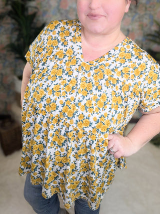 Anastasia Vintage Floral Double Vneck Top (2 COLORS)-1- ShortSlv/Slvless Tops-BE STAGE-Styled by Stacked - A Plus Size Women's Boutique in Lakeville, MN