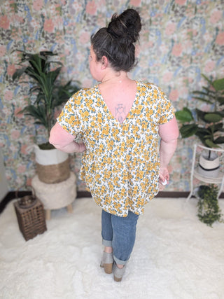 Anastasia Vintage Floral Double Vneck Top (2 COLORS)-1- ShortSlv/Slvless Tops-BE STAGE-Styled by Stacked - A Plus Size Women's Boutique in Lakeville, MN