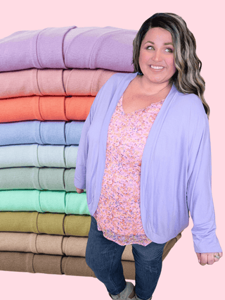 7- Year Round Basic Tops Andi Cooling Draped Cardigan w/Pockets (10 Colors) plus size clothing