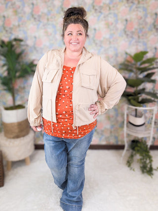 Angelica Lightweight Woven Jacket w/Cargo Pockets (2 COLORS)-4- Overlayer Tops-rae mode-Styled by Stacked - A Plus Size Women's Boutique in Lakeville, MN