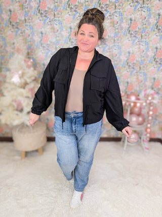 Angelica Lightweight Woven Jacket w/Cargo Pockets (2 COLORS)-4- Overlayer Tops-rae mode-Styled by Stacked - A Plus Size Women's Boutique in Lakeville, MN