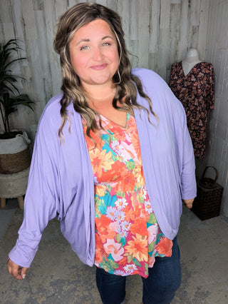 Anika Kimono Cut Shaping Top in Sunset Floral-1- ShortSlv/Slvless Tops-WHITE BIRCH-Styled by Stacked - A Plus Size Women's Boutique in Lakeville, MN