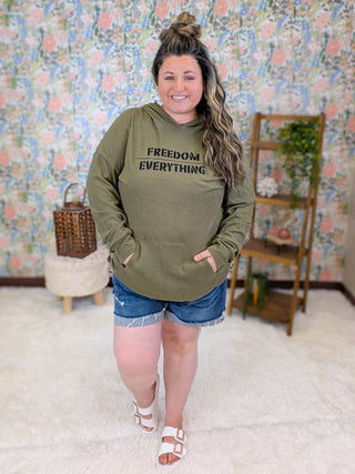 3- Hooded Tops Annie Brushed + Ribbed Hoodie in AMERICANA VIBES plus size clothing