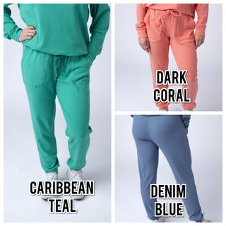 10- Bottoms Non-Denim Annie Luxe Brushed Ribbed Joggers in Solids (11 Colors) plus size clothing
