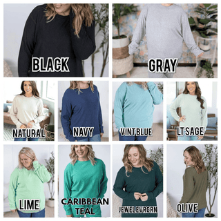 2- Long Sleeve Tops Annie Luxe Brushed Ribbed Pullovers in Solids (18 COLORS) plus size clothing