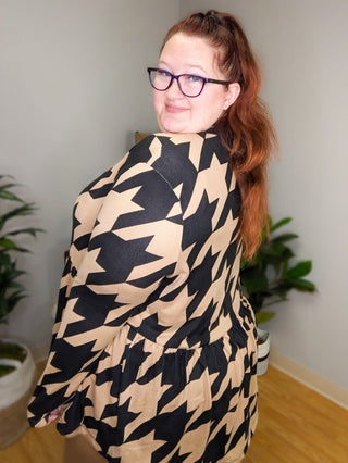 Anthea Houndstooth Tiered Cardigan (2 Colors)-4- Overlayer Tops-BE STAGE-Styled by Stacked - A Plus Size Women's Boutique in Lakeville, MN