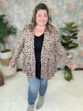 Anthea Tiered Cardigan in Leopard-4- Overlayer Tops-BE STAGE-Styled by Stacked - A Plus Size Women's Boutique in Lakeville, MN