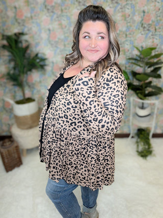 Anthea Tiered Cardigan in Leopard-4- Overlayer Tops-BE STAGE-Styled by Stacked - A Plus Size Women's Boutique in Lakeville, MN