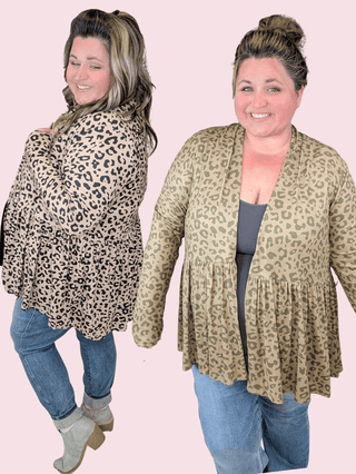 Anthea Tiered Cardigan in Leopard-4- Overlayer Tops-BE STAGE-Styled by Stacked - A Plus Size Women's Boutique in Lakeville, MN