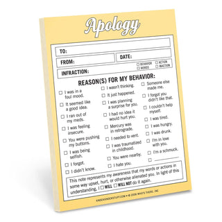 ***Apology Nifty Note Pad-12- Accessories & Gifts-Knock Knock-Styled by Stacked - A Plus Size Women's Boutique in Lakeville, MN