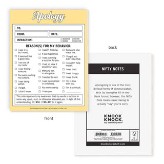 ***Apology Nifty Note Pad-12- Accessories & Gifts-Knock Knock-Styled by Stacked - A Plus Size Women's Boutique in Lakeville, MN