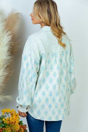 Ava Aqua Argyle Print Shacket