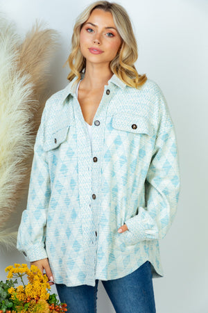 Ava Aqua Argyle Print Shacket