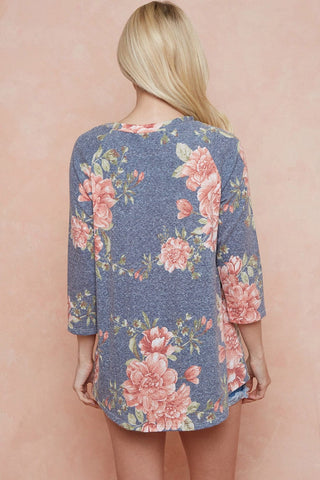 Ariel Floral Sleeve Striped Raglan Top (2 Colors)-2- Long Sleeve Tops-LOVELY MELODY-Styled by Stacked - A Plus Size Women's Boutique in Lakeville, MN