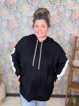 3- Hooded Tops Arlo Scuba Pullover Hoodie w/Side Stripe (2 Colors) plus size clothing
