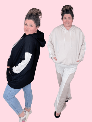 3- Hooded Tops Arlo Scuba Pullover Hoodie w/Side Stripe (2 Colors) plus size clothing
