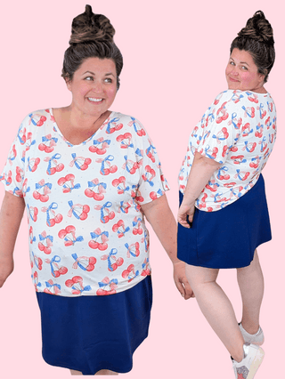 Ashley Luxe Dolman Tee in Patriotic Cherry plus size clothing
