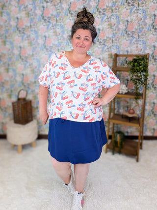 Ashley Luxe Dolman Tee in Patriotic Cherry plus size clothing