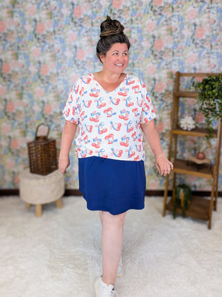 Ashley Luxe Dolman Tee in Patriotic Cherry plus size clothing
