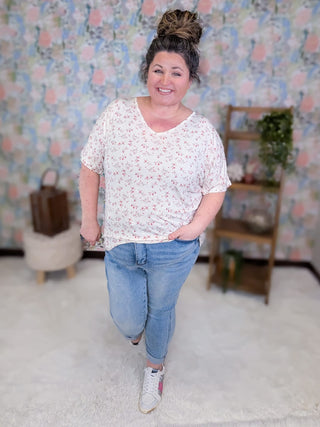 1- ShortSlv/Slvless Tops Ashley Ultimate Dolman Short Sleeve Tee in Florals plus size clothing