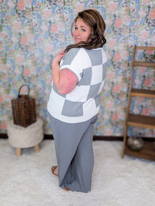 10- Bottoms Non-Denim Ashton Straight Leg Airflow Dress Pants w/Pockets in Gray plus size clothing