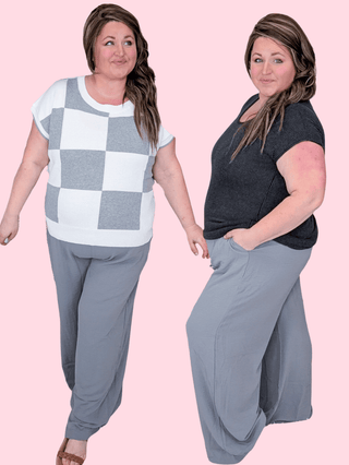 10- Bottoms Non-Denim Ashton Straight Leg Airflow Dress Pants w/Pockets in Gray plus size clothing