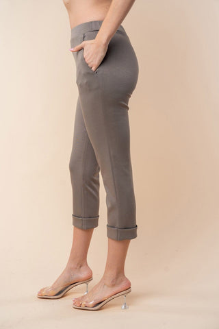 Aundrea Knit Pull On Crop Pants in Soft Olive-10- Bottoms Non-Denim-WHITE BIRCH-Styled by Stacked - A Plus Size Women's Boutique in Lakeville, MN
